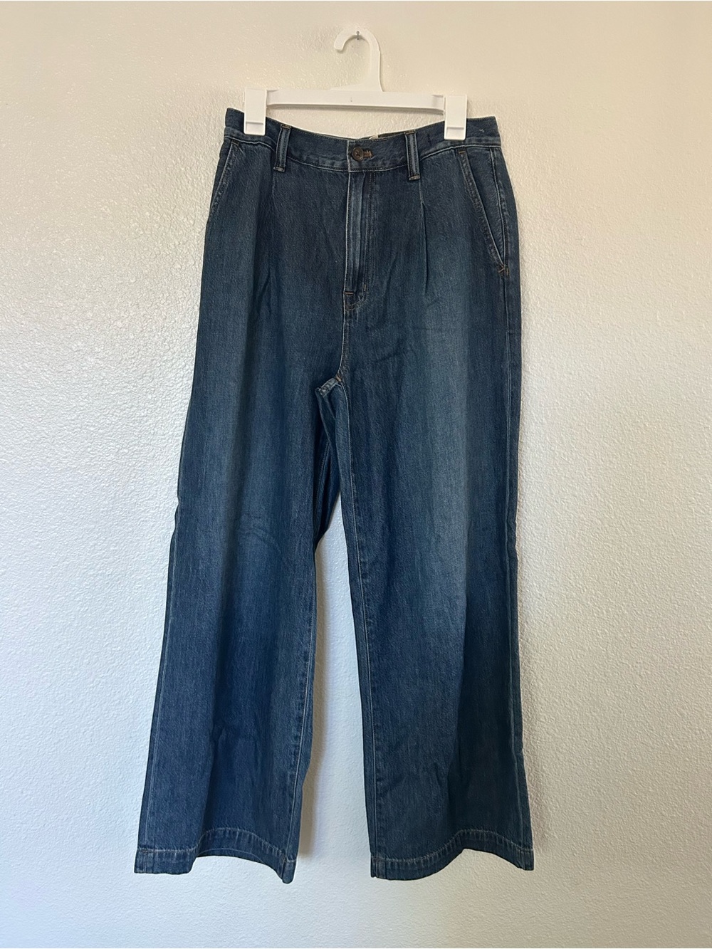 Madewell Wide Leg Denim Pants - Dark Blue